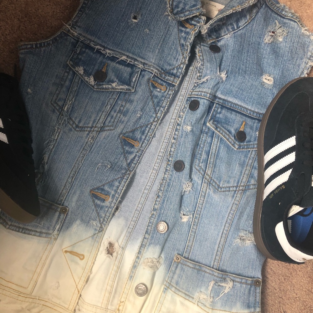 Light blue Denim jacket turned bleached vest